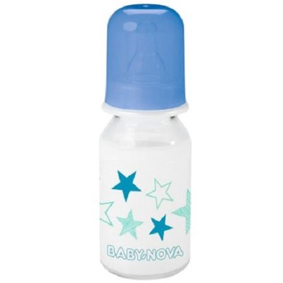 Пляшечка Baby-Nova 44605 скляна з декором для хлопчика, 125 мл 3108 фото
