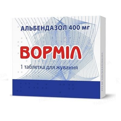 Ворміл 400 мг таблетка жувальна №1 шт Альбендазол 29522 фото